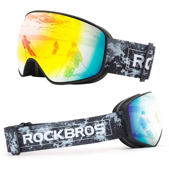 Rockbros SP284 Kids Ski Goggles Anti-Fog With Uv Filter Gray Lens With Red Mirror - Black 5907769389559 - (14110005001)