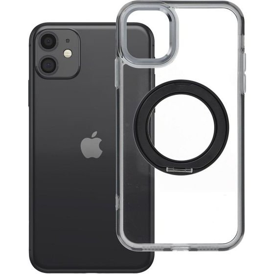 Case For Iphone 11 Frame Circle Stand Compatible With Magsafe Black OEM
