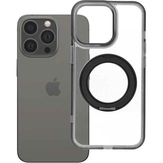 Case For Iphone 13 Pro Frame Circle Stand Compatible With Magsafe Black OEM