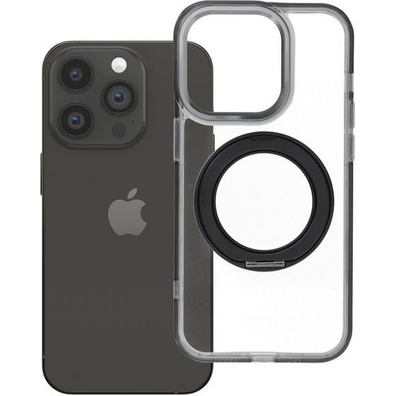 Case For Iphone 14 Pro Frame Circle Stand Compatible With Magsafe Black OEM