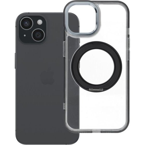 Case For Iphone 15 Frame Circle Stand Compatible With Magsafe Black OEM