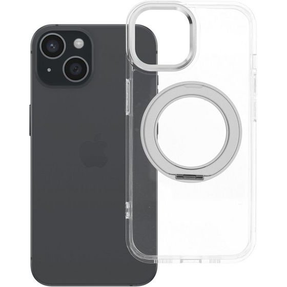 Case For Iphone 15 Frame Circle Stand Compatible With Magsafe Transparent OEM