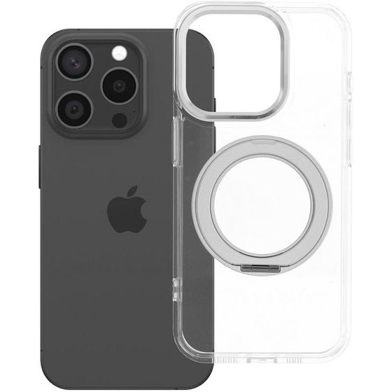 Case For Iphone 15 Pro Frame Circle Stand Compatible With Magsafe Transparent OEM