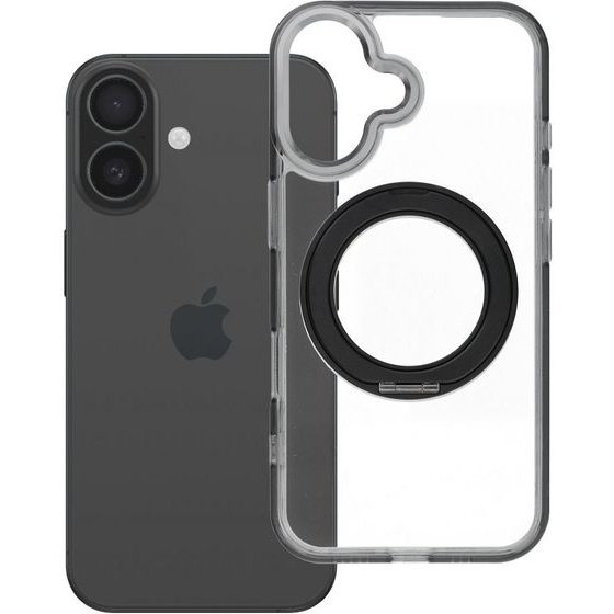Case For Iphone 16 Frame Circle Stand Compatible With Magsafe Black OEM
