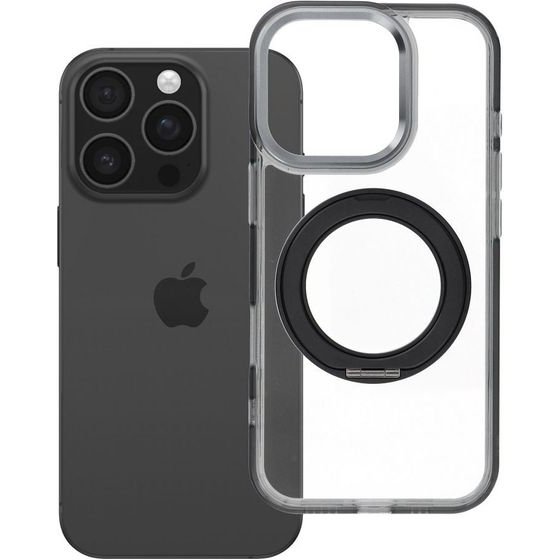 Case For Iphone 16 Pro Frame Circle Stand Compatible With Magsafe Black OEM