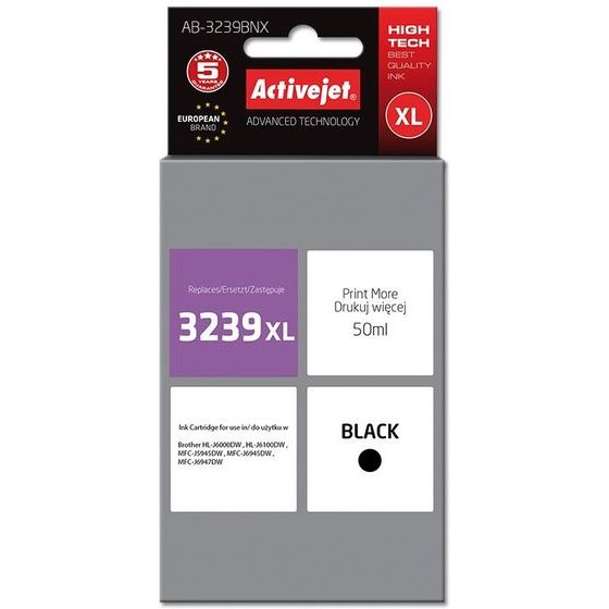 Activejet Ink (Replacement For Brother LC3239XLBk; Supreme; 50 ml; black) - (AB-3239BNX)