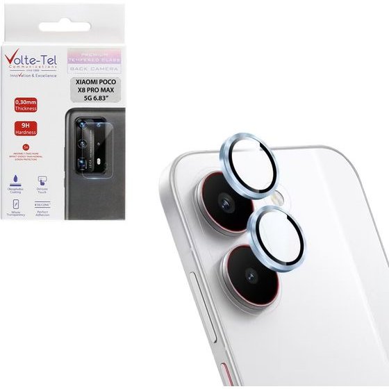 Volte-Tel Camera Glass Cover Xiaomi Poco X8 Pro 5G 6.59in 9H 0.33MM Easy Application Sierra BLUE