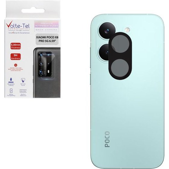 Volte-Tel Camera Glass Xiaomi Poco X8 Pro 5G 6.59in 9H 0.25mm 3D Curved BLACK
