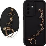 Volte-Tel Silicon Tpu With Strap ���� Samsung A37 5G A376 6.7in Full Camera Protection Black With Black BUTTERFLIES