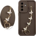 Volte-Tel Silicon Tpu With Strap ���� Samsung A37 5G A376 6.7in Full Camera Protection Brown With White BUTTERFLIES