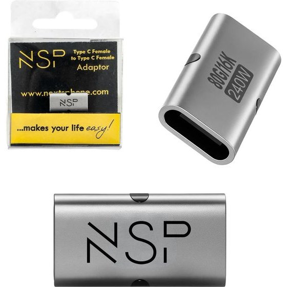 NSP ����������� Type C Female To Type C Female 80GBps 240W 48V 5A Aluminium SILVER