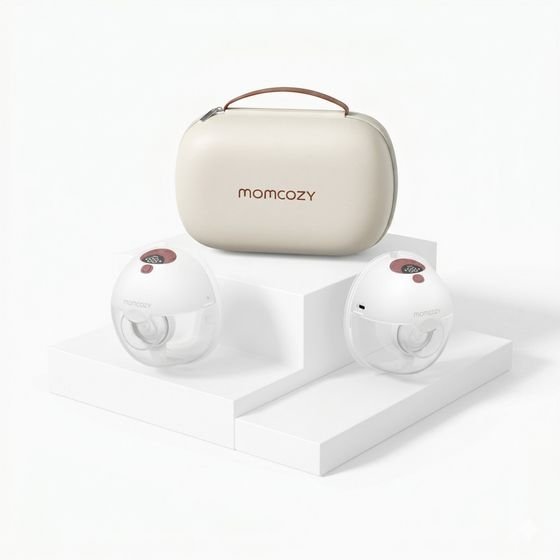 MOMCOZY M5 Smart Wearable Breast Pump - Shell Breast Pump | App control, wireless, double, Red Colour - (BP380-MR71000B00105-C)