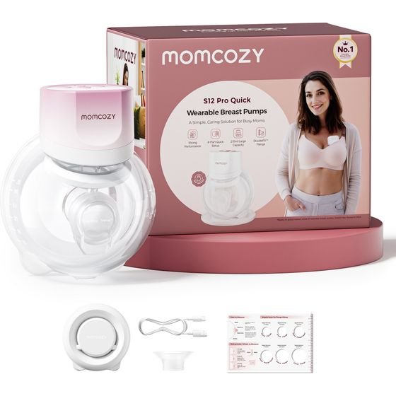MOMCOZY S12 Pro Quick | Wearable Breast Pump | Cordless, single, Pink Colour - (BP335-PK70000B12106-A)