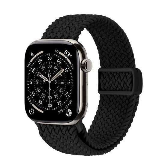 Crong Wave Band - Braided Strap For Apple Watch 44/45/46/49 Mm (black) - (CRG44WAV2BLK)