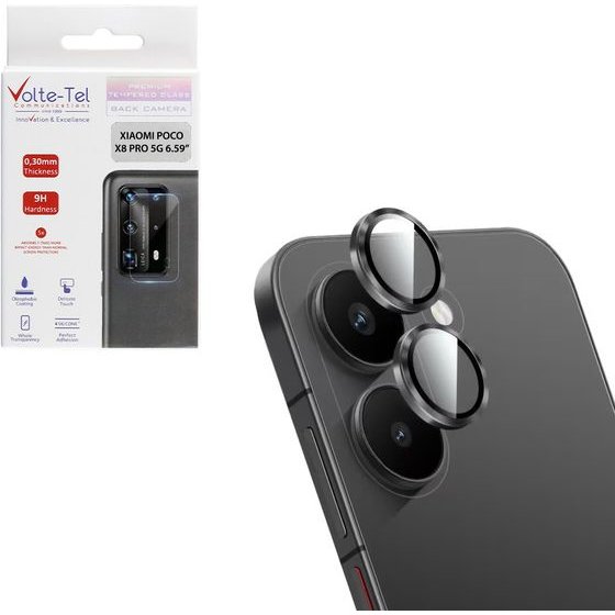 Volte-Tel Camera Glass Cover Xiaomi Poco X8 Pro 5G 6.59in 9H 0.33MM Easy Application BLACK