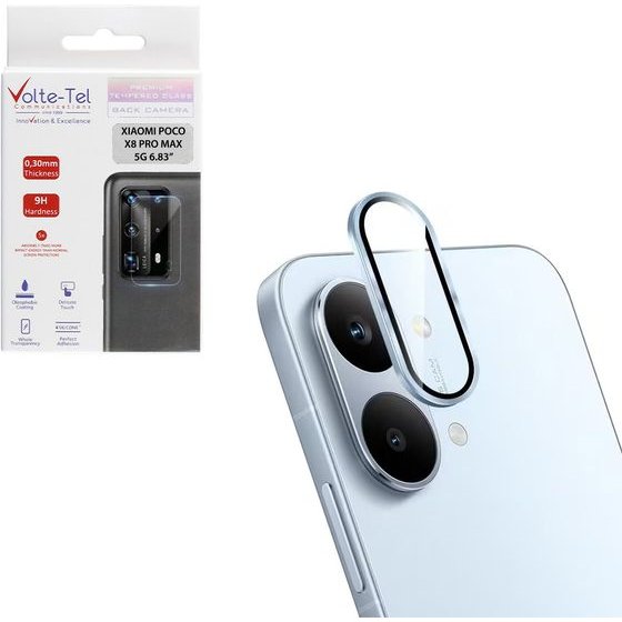 Volte-Tel Camera Glass Cover Xiaomi Poco X8 Pro Max 5G 6.83in 9H 0.33MM Easy Application Sierra BLUE