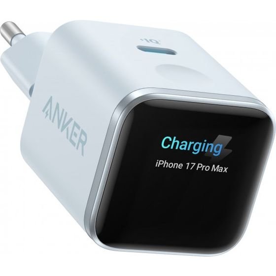 Anker Wall Charger Nano Display, 45W, 3A, 1 x USB-C, Blue - (A121DG31)