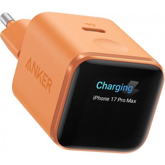 Anker Wall Charger Nano Display, 45W, 3A, 1 x USB-C, Orange - (A121DGO1)