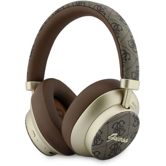 Guess Pu 4G Gold Script Metal Logo Enc Wireless Earphones Brown - (GUBHP83P4CSCMW)