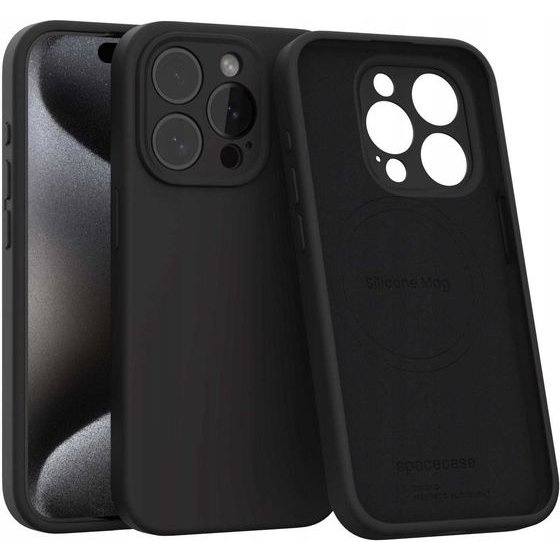 Spacecase Silicone Mag iPhone 15 Pro black - (5905719137816)