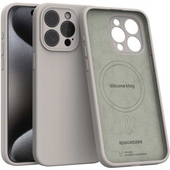 Spacecase Silicone Mag iPhone 15 Pro Max stone - (5905719137892)