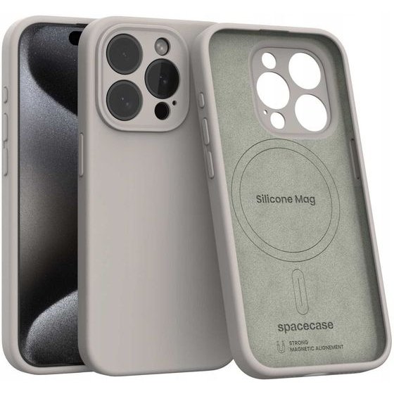 Spacecase Silicone Mag iPhone 15 Pro stone - (5905719137847)