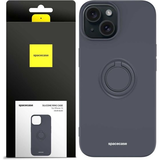 Spacecase Silicone Ring iPhone 15 black - (5905719103767)