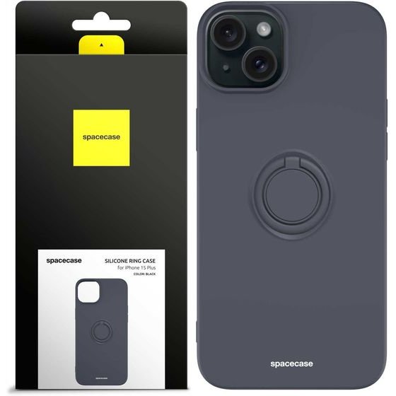 Spacecase Silicone Ring iPhone 15 Plus black - (5905719103804)