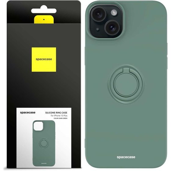 Spacecase Silicone Ring iPhone 15 Plus dark green - (5905719103828)