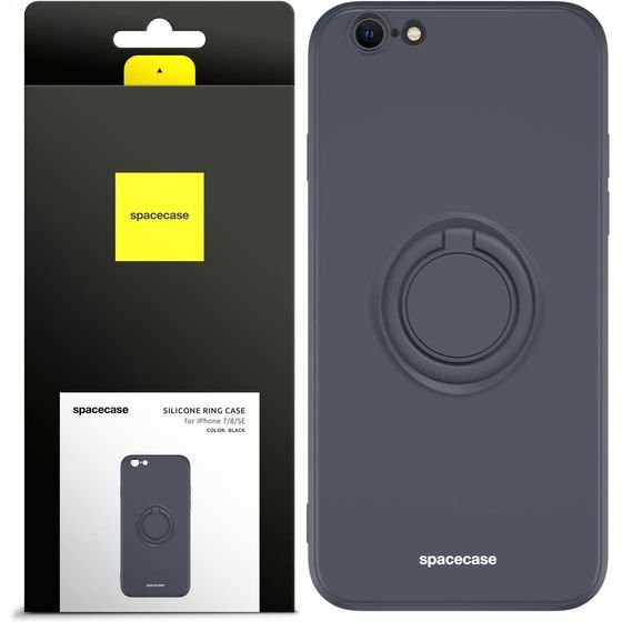 Spacecase Silicone Ring iPhone 7/8/SE black - (5905719013691)