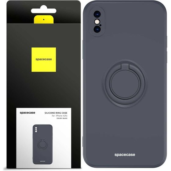 Spacecase Silicone Ring iPhone X/Xs black - (5905719013738)