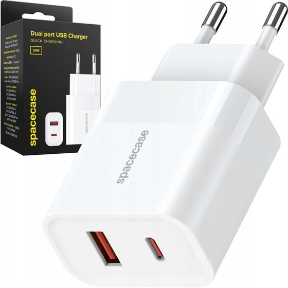 Spacecase USB Charger 20W SC002W white - (5905719105150)