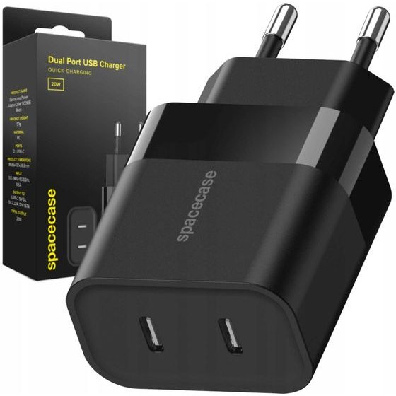 Spacecase USB Charger 20W SC010B black - (5905719109271)