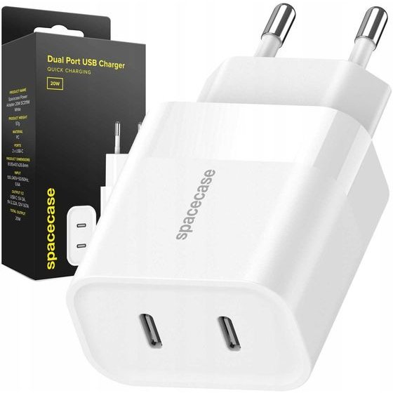 Spacecase USB Charger 20W SC011W white - (5905719109288)