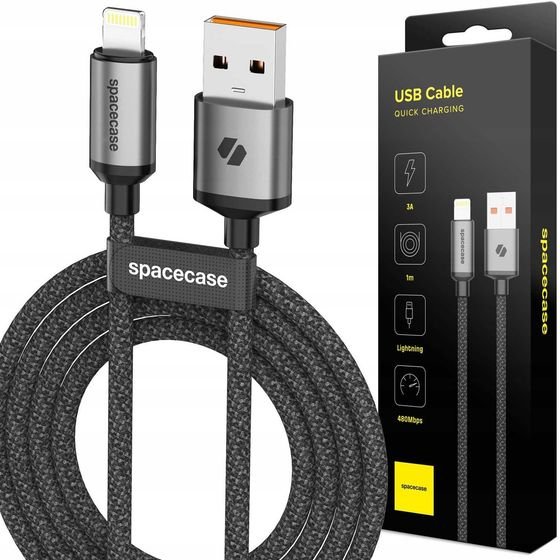 Spacecase USB to Lightning Cable 1M 3A CL04 - (5905719109196)