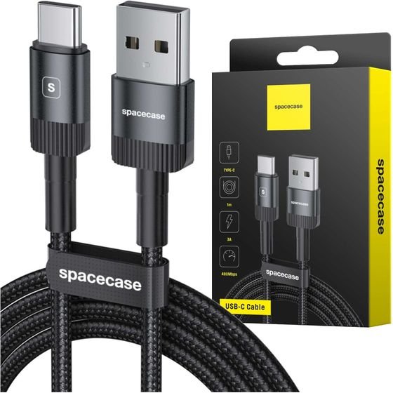 Spacecase USB-C Cable 1M 3A black - (5905719072537)