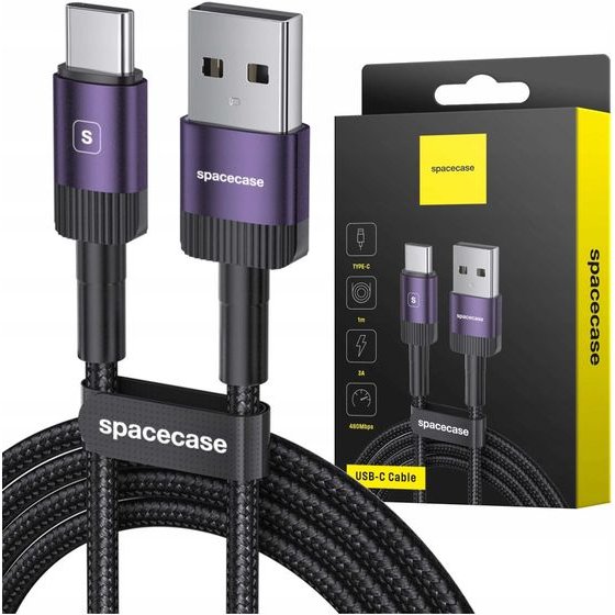 Spacecase USB-C Cable 1M 3A purple - (5905719072520)