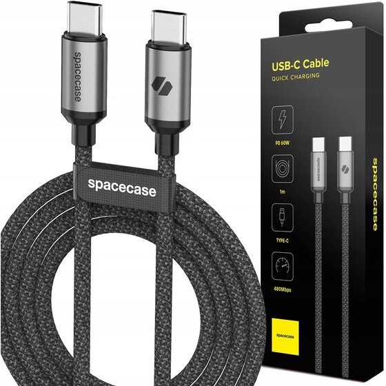 Spacecase USB-C to USB-C Cable 1M 60W CL01 - (5905719109165)