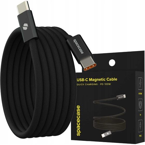 Spacecase USB-C to USB-C Magnetic Cable 1M 100W CL06 black - (5905719119027)