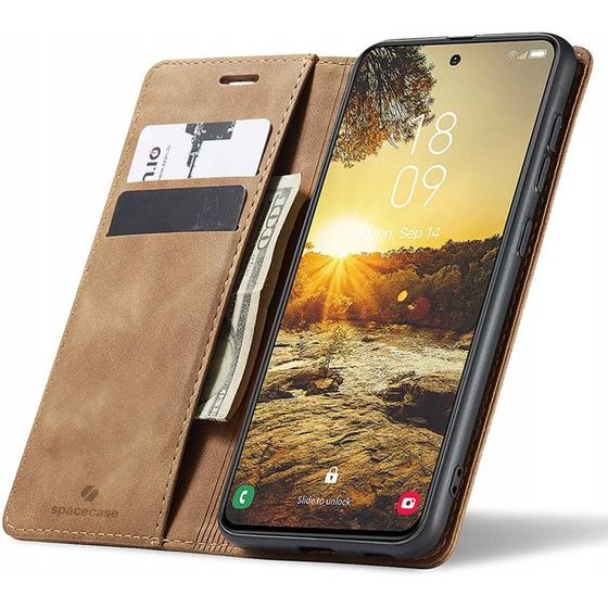 Spacecase Wallet Galaxy S24 FE light brown - (5905719113957)