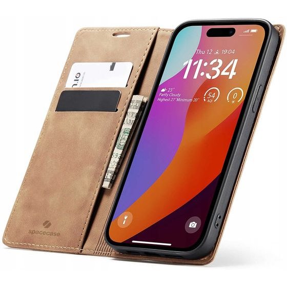 Spacecase Wallet iPhone 15 Pro light brown - (5905719104634)