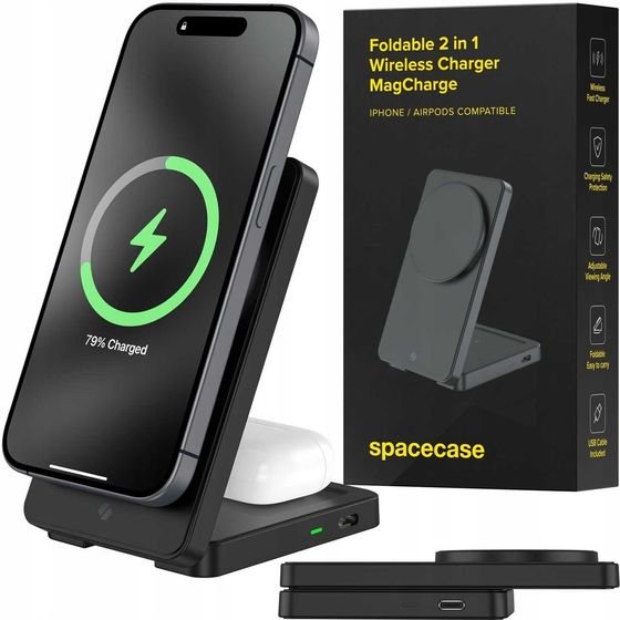Spacecase Wireless Charger 2in1 MagCharge WM5B black - (5905719114350)