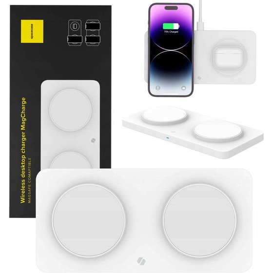 Spacecase Wireless Dual Charger MagCharge WM3W white - (5905719110345)