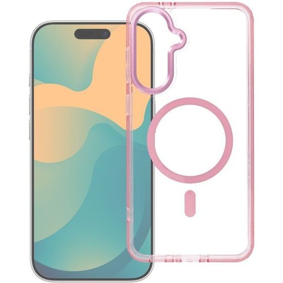 Case For Samsung A07 / A08 Frame Clear Hybrid Mag Cover Compatible With Magsafe Powder pink