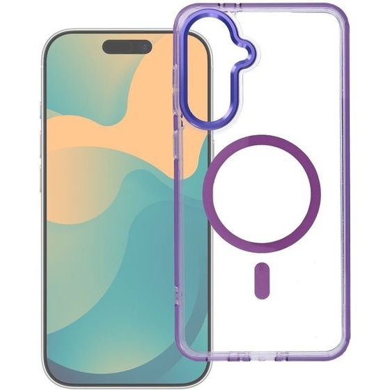 Case For Samsung A07 / A08 Frame Clear Hybrid Mag Cover Compatible With Magsafe purple