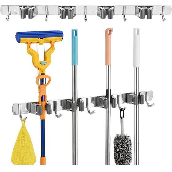 Maclean Wall-Mounted Organizer For Garden Tools And Mops, Steel, With Hooks, Max. Load 20 kg, Width 49 cm, - (MC-184)
