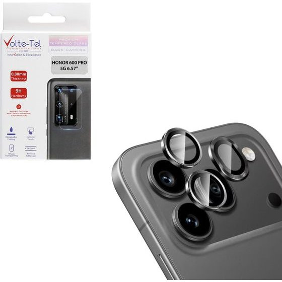 Volte-Tel Camera Glass Cover Honor 600 Pro 5G 6.57in 9H 0.33MM Easy Application BLACK - (5205308421778)