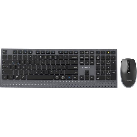Gembird Dual-Mode Slim Wireless Desktop set, 2.4G+BT, Us Layout - (KBS-WPS-02)