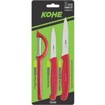 KOHE 3-Piece Knife Set With peeler, Assorted Colours - (KA1238.3C1)