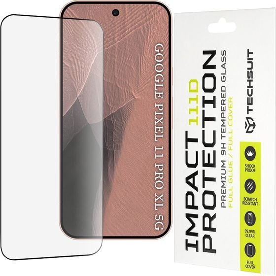 Techsuit - 111D Full Cover / Full Glue Glass - Google Pixel 11 Pro Xl - Black